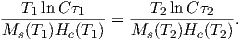    T1lnC τ1        T2lnC τ2
M--(T-)H-(T-) = M--(T-)H--(T--).
  s  1   c 1      s  2   c  2
